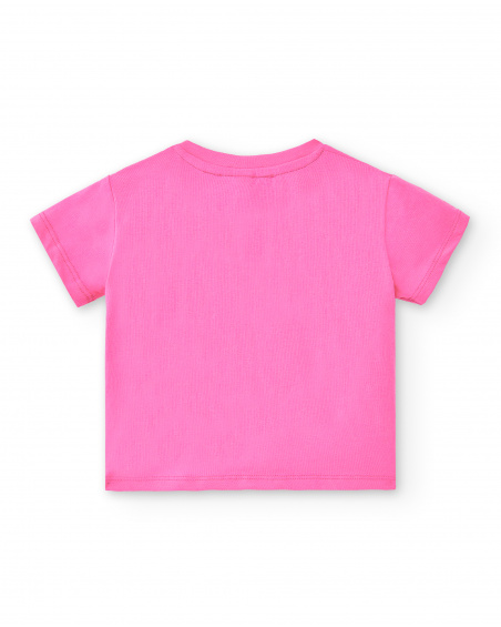 T-shirt fucsia lavorata a maglia da bambina Collezione Laguna
