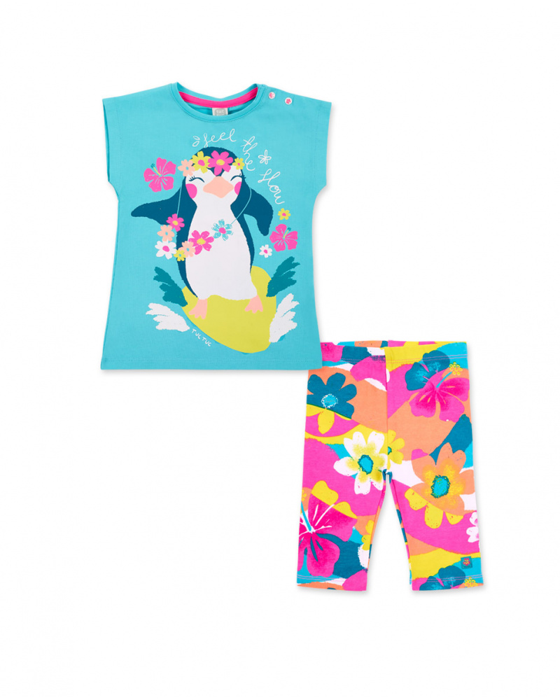 Completo in maglia blu da bambina Collezione Laguna Beach