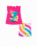 Completo in maglia fucsia da bambina Collezione Laguna Beach