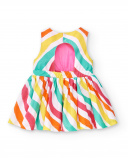 Abito da bambina in popeline bianco a righe Collezione Laguna