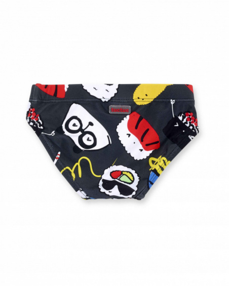 Costume da bagno slip nero da ragazzo Collezione Hey Sushi
