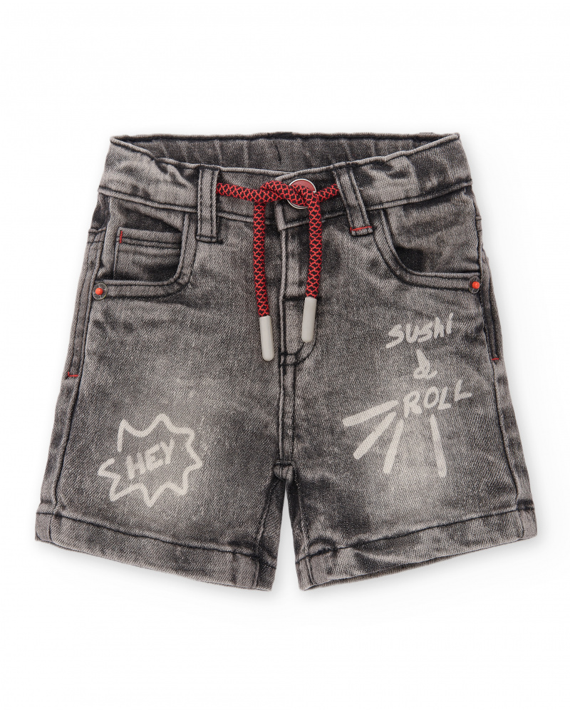 Shorts in denim grigio da ragazzo Collezione Hey Sushi