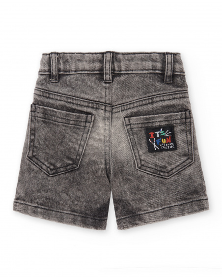 Shorts in denim grigio da ragazzo Collezione Hey Sushi