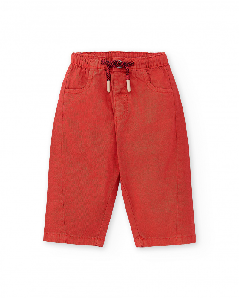 Pantaloni in twill rosso da ragazzo Collezione Hey Sushi