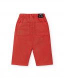 Pantaloni in twill rosso da ragazzo Collezione Hey Sushi