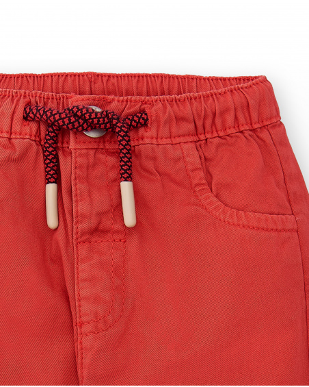 Pantaloni in twill rosso da ragazzo Collezione Hey Sushi