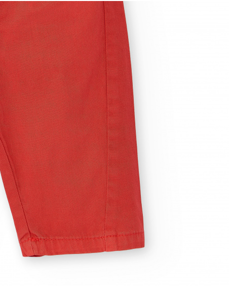 Pantaloni in twill rosso da ragazzo Collezione Hey Sushi