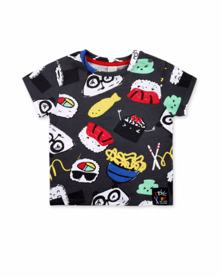T-shirt grigia da bambino in maglia Collezione Hey Sushi