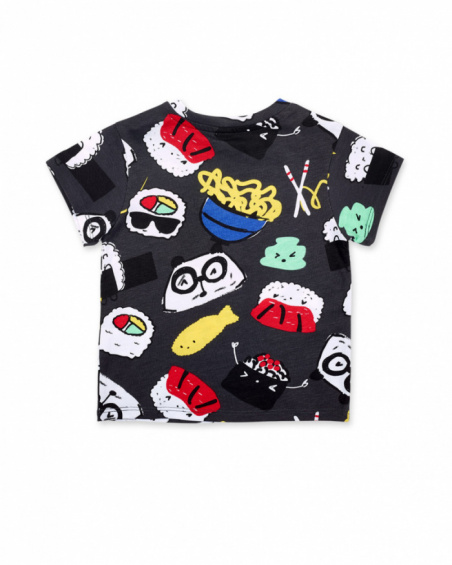T-shirt grigia da bambino in maglia Collezione Hey Sushi
