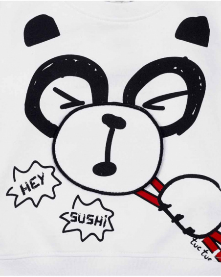 Felpa bianca in peluche da bambino Collezione Hey Sushi