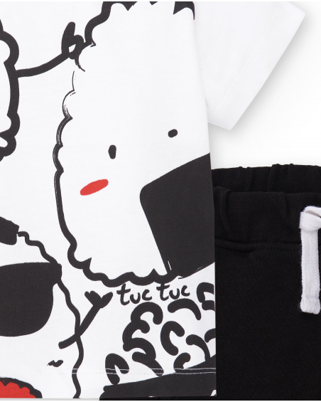 Completo in maglia bianco nero da bambino Collezione Hey Sushi