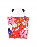 Asciugamano poncho rosso da bambina Collezione Hey Sushi