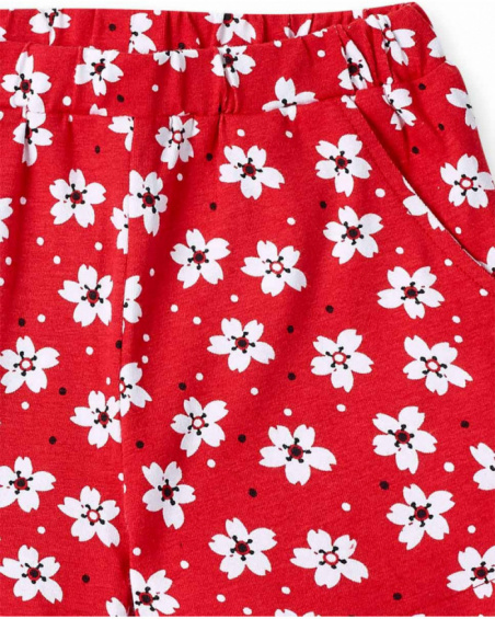 Shorts da bambina in maglia a fiori rossi Collezione Hey Sushi