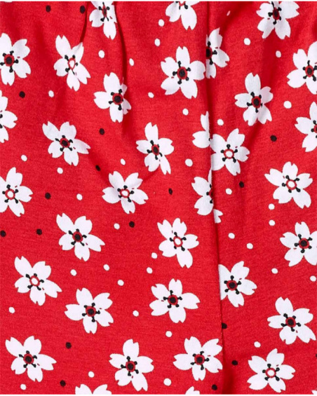 Shorts da bambina in maglia a fiori rossi Collezione Hey Sushi