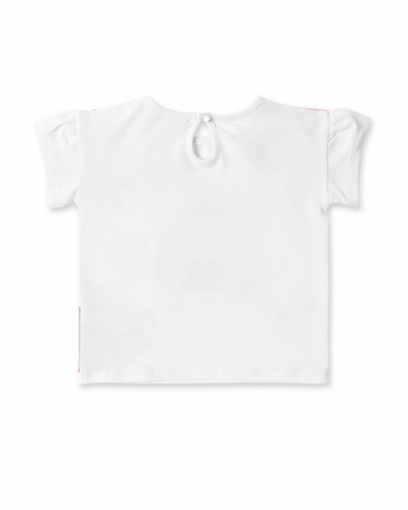 T-shirt bianca da bambina in maglia con paillettes Collezione