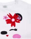 T-shirt bianca lavorata a maglia panda per bambina Collezione
