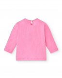 T-shirt lunga rosa lavorata a maglia per bambina Collezione Hey