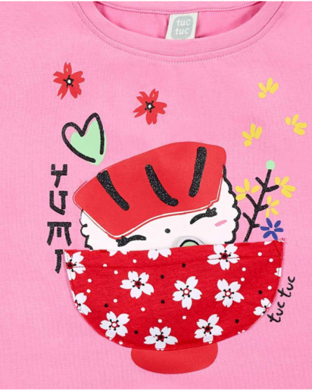 Completo in maglia bianco rosa rosso da bambina Collezione Hey