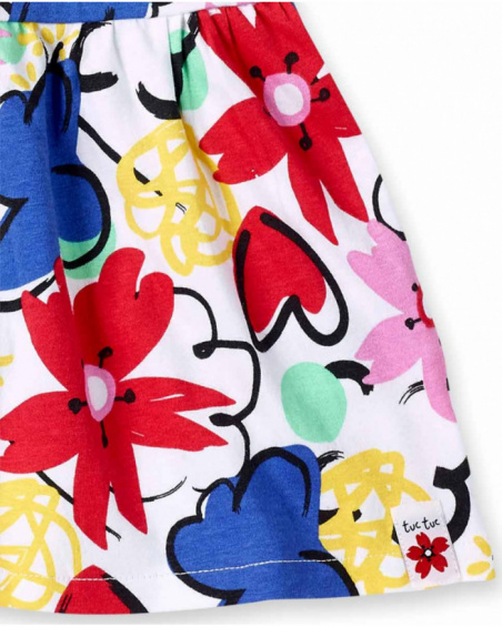 Abito da bambina con spalline in maglia bianca Collezione Hey