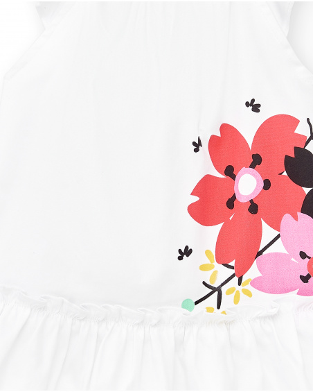Abito da bambina in popeline bianco Collezione Hey Sushi