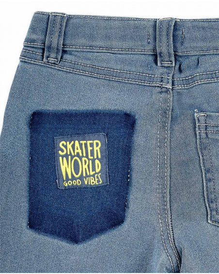 Shorts in denim blu da ragazzo Collezione Skating World