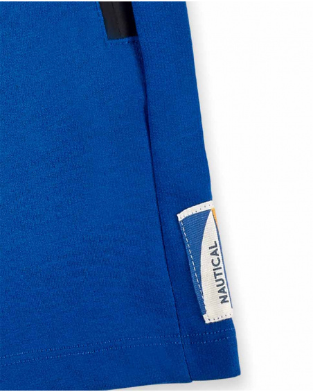 Bermuda da bambino in maglia blu Collezione Kayak Club