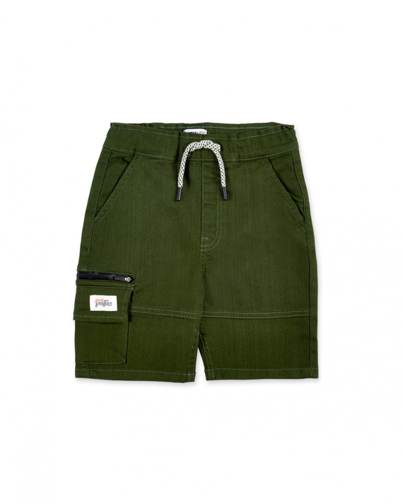 Pantaloncini cargo piatti color kaki da ragazzo Collezione My