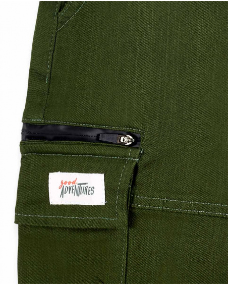 Pantaloncini cargo piatti color kaki da ragazzo Collezione My