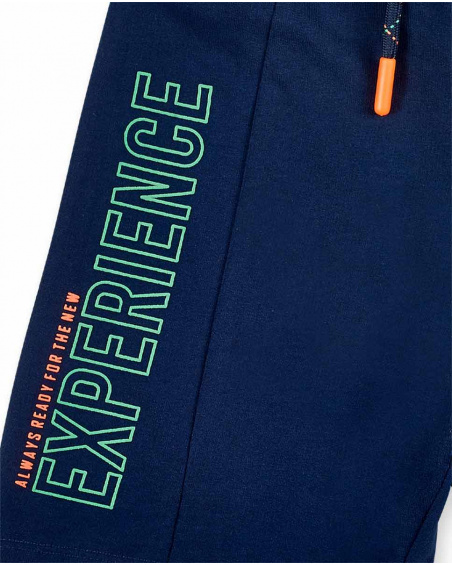 Bermuda da bambino in maglia blu navy Collezione Game Mode