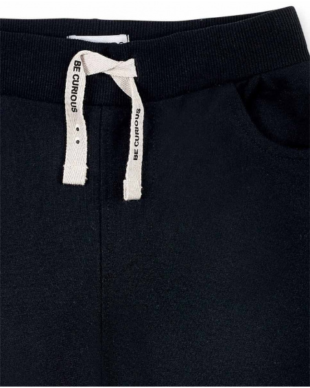 Shorts da ragazzo in maglia nera con tasche Collezione Basics