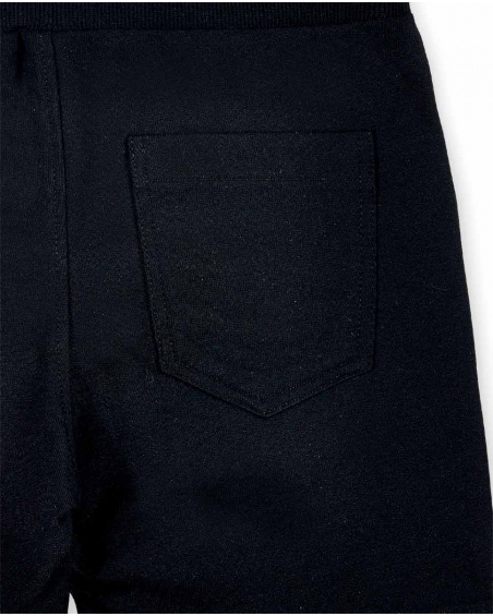 Shorts da ragazzo in maglia nera con tasche Collezione Basics