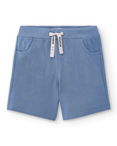 Bermuda da bambino in maglia blu con tasche Collezione Basics