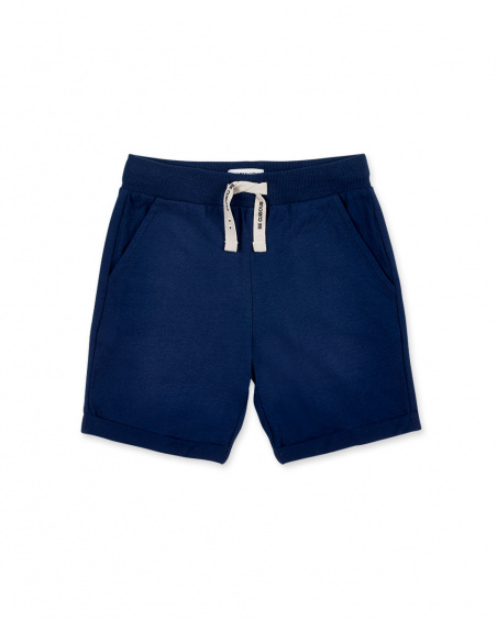 Bermuda da bambino in maglia blu navy Collezione Basics Boy