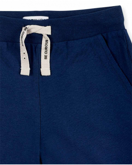 Bermuda da bambino in maglia blu navy Collezione Basics Boy