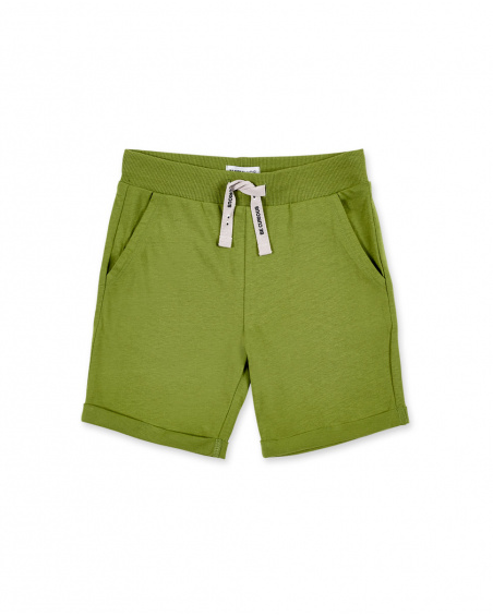 Bermuda da bambino in maglia verde kaki Collezione Basics Boy