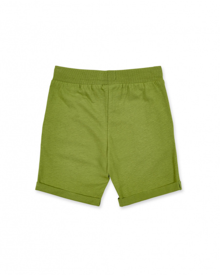 Bermuda da bambino in maglia verde kaki Collezione Basics Boy