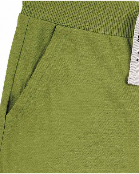 Bermuda da bambino in maglia verde kaki Collezione Basics Boy