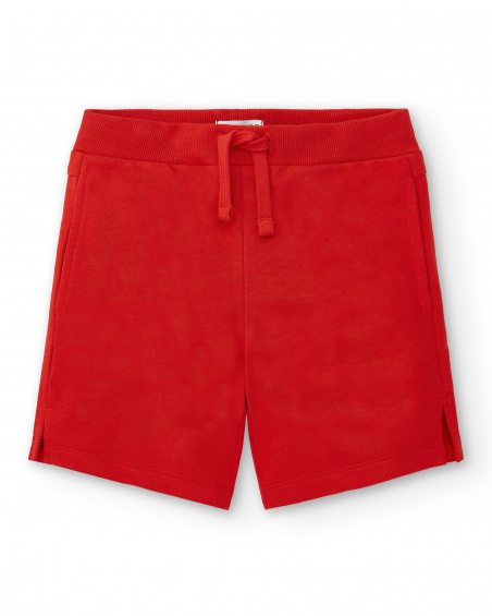 Bermuda da bambino in maglia rossa Collezione Basics Boy