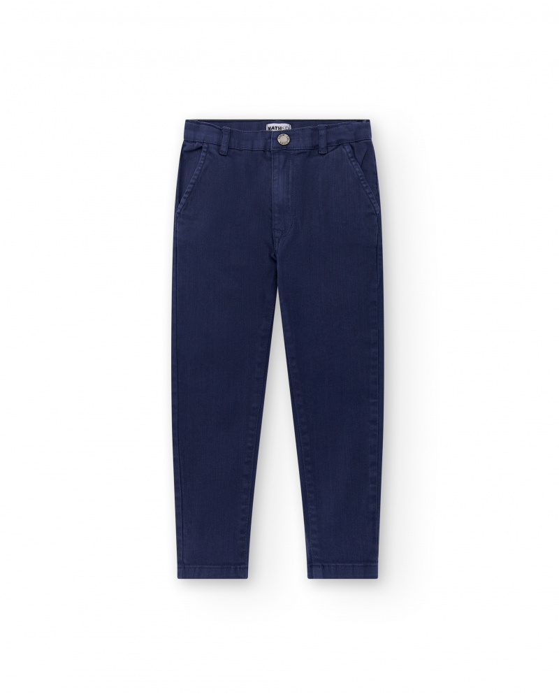 Pantaloni piatti blu navy da ragazzo Collezione Kayak Club