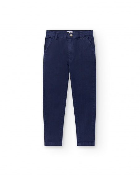Pantaloni piatti blu navy da ragazzo Collezione Kayak Club