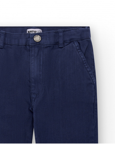 Pantaloni piatti blu navy da ragazzo Collezione Kayak Club