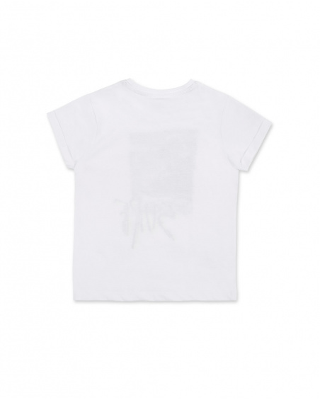 T-shirt bianca da bambino in maglia Collezione Tenerife Surf