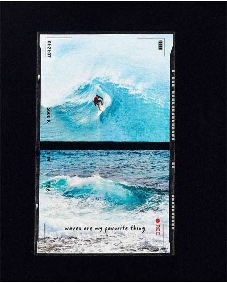 T-shirt nera in maglia con immagine per ragazzo Collezione