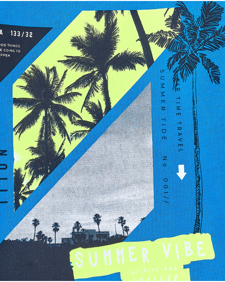 T-shirt lunga in maglia blu da bambino Collezione Tenerife Surf