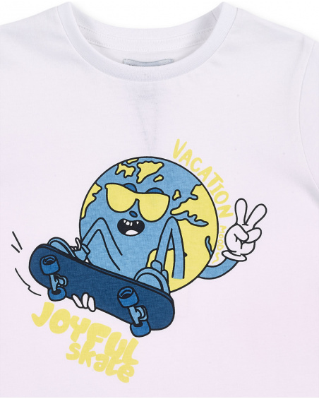 T-shirt bianca da bambino in maglia Collezione Skating World