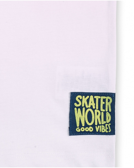 T-shirt bianca da bambino in maglia Collezione Skating World