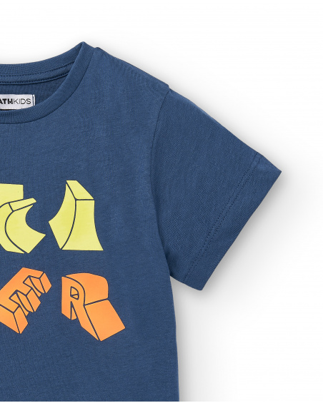 T-shirt blu in maglia 'Skater' da bambino Collezione Skating
