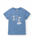T-shirt blu lavorata a maglia da bambino Collezione Skating