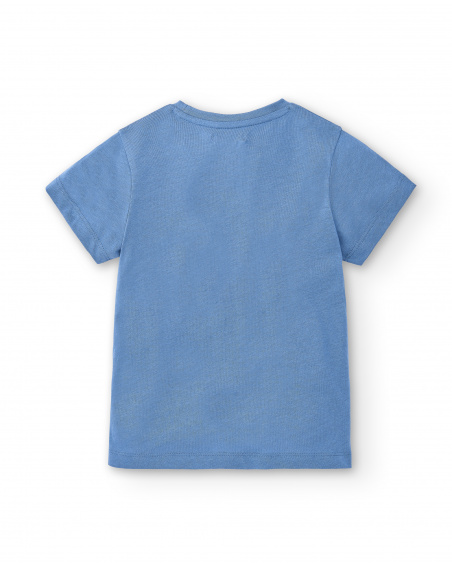 T-shirt blu lavorata a maglia da bambino Collezione Skating