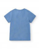 T-shirt blu lavorata a maglia da bambino Collezione Skating